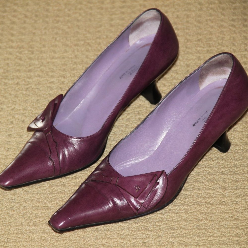 RAMIREZ Collection Plum Calf Leather Stylish Shoes Made in Italy Size IT 38